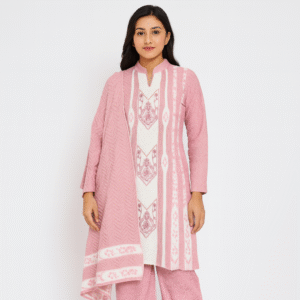 Woolen straight kurta with palazzo and duppata set for girls and women