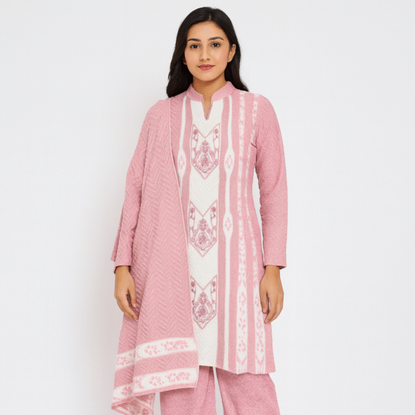 Woolen straight kurta with palazzo and duppata set for girls and women