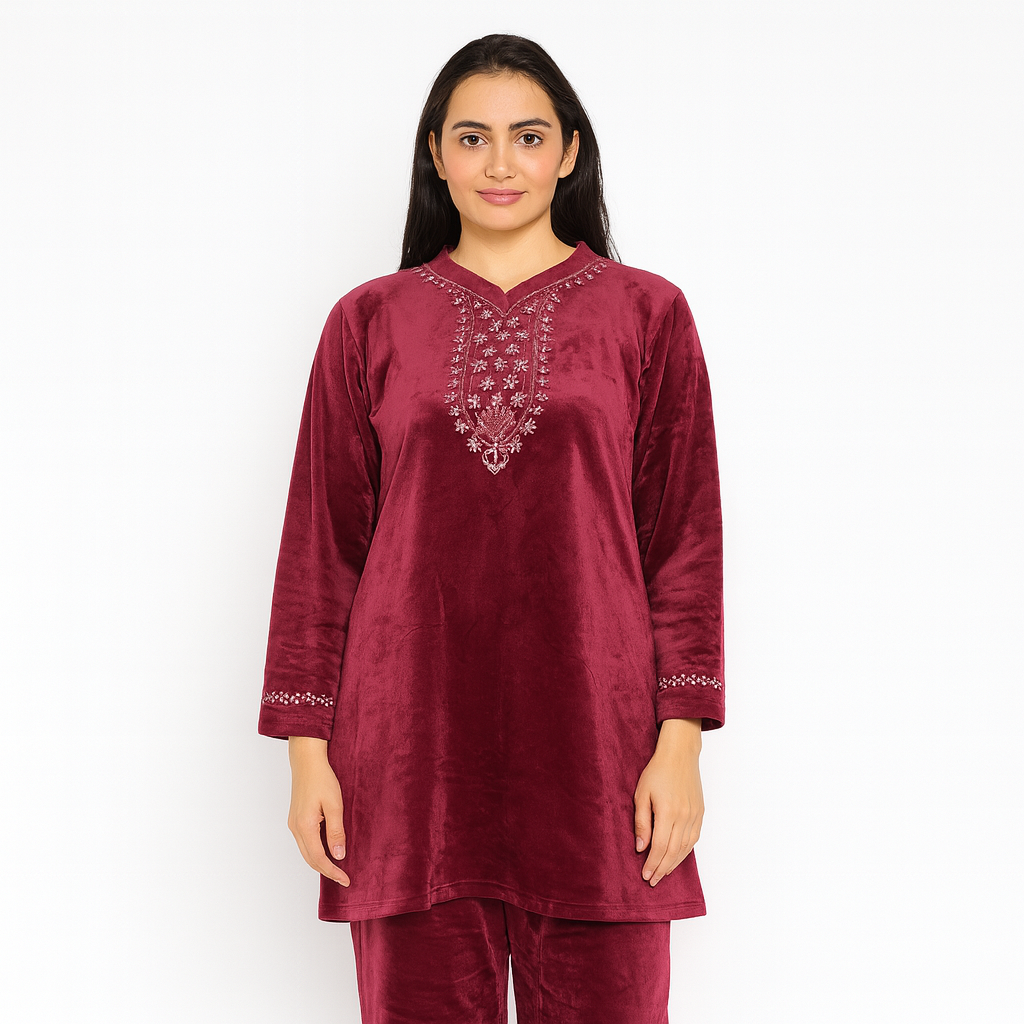 Winter premium velvet co-ord set for girls and women - Image 1