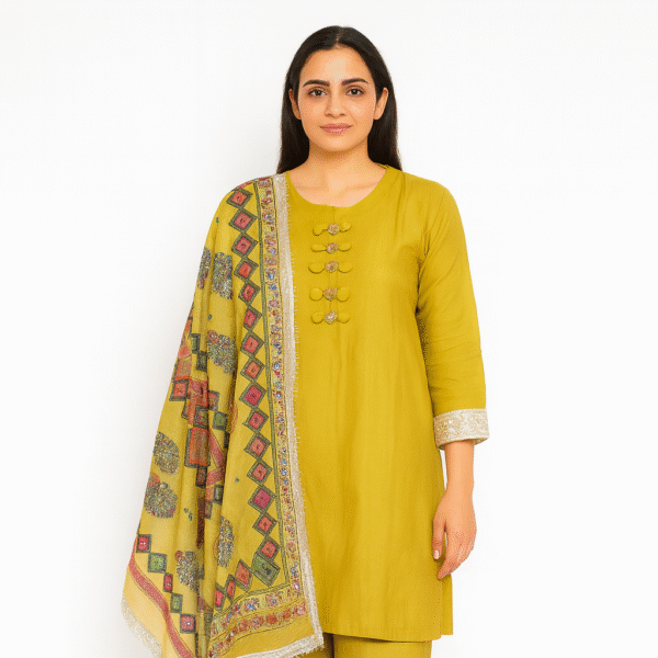Mustard Festive Wear Suit with Heavy Printed Dupatta