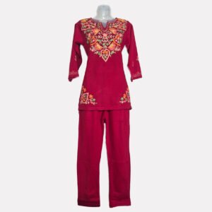 Kashmiri design short kurti with bottom for winter - Image 2