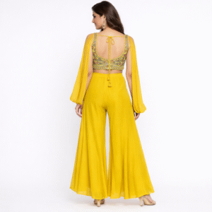 Embroidered V-Neck Top and Palazzo set - Image 2